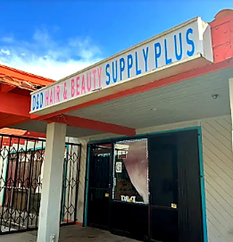 D and D Hair and Beauty Supply Plus storefront on University Ave, Riverside